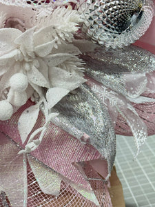 Pink & White Snowman Christmas Wreath Victorian Wreath