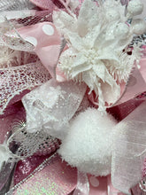 Pink & White Snowman Christmas Wreath Victorian Wreath