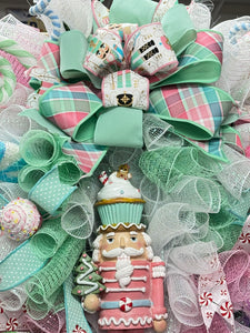 Pink Nutcracker Toy Solider  Christmas Swag Wreath Free Shipping