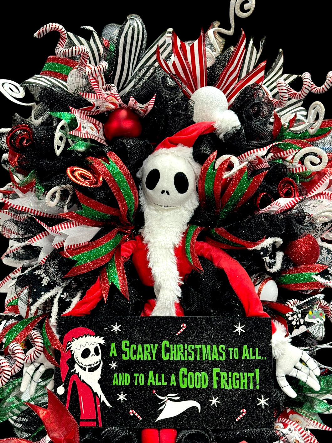 Christmas Jack Skellington Wreath ~ Large 43 Inch Nightmare Before Christmas Inspired Wreath Swag