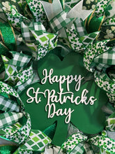 Happy St Patrick’s Day Wreath for Front Door, Green Shamrock Wreath, Irish Holiday Door Decor