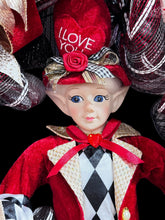 Valentine's Day  Red Front  Door Wreath with Argyle Red and Black Fairy