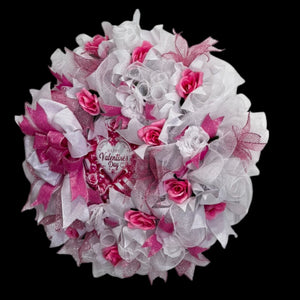 Valentine's Day Pink Roses Door Wreath