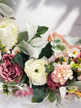 Shabby Chic Victorian Front Door Wreath 20 inch Roses, Carnations & Lamb's Ear