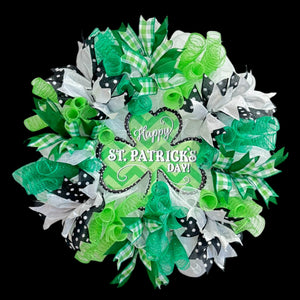 St Patrick's Day Welcome Front Door Wreath Green Shamrocks and More