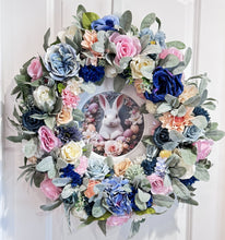 Easter & Spring TWO HOLIDAY !!  Front Door Wreath 20 inch Roses, Carnations & Lamb's Ear (Free Shipping)