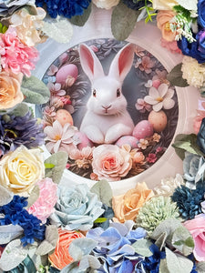 Easter & Spring TWO HOLIDAY !!  Front Door Wreath 20 inch Roses, Carnations & Lamb's Ear (Free Shipping)