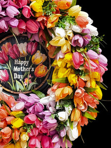 Spring Tulips Front Door Wreath & Mother's Day Gift  Dual Purpose Wreath 22 inch (Free Shipping)