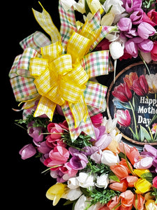 Spring Tulips Front Door Wreath & Mother's Day Gift  Dual Purpose Wreath 22 inch (Free Shipping)