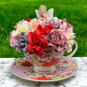 Tea Cup Fairy Flower arrangement, Ideal Mother's Day Gift, or Easter Arrangement Free Shipping