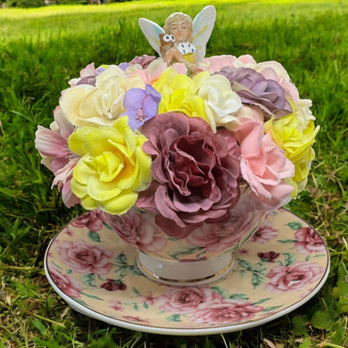 Tea Cup Fairy Flower arrangement, Ideal Mother's Day Gift, or Easter Arrangement Free Shipping
