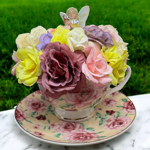 Tea Cup Fairy Flower arrangement, Ideal Mother's Day Gift, or Easter Arrangement Free Shipping