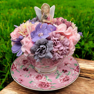 Tea Cup Fairy Flower arrangement, Ideal Mother's Day Gift, or Easter Arrangement Free Shipping
