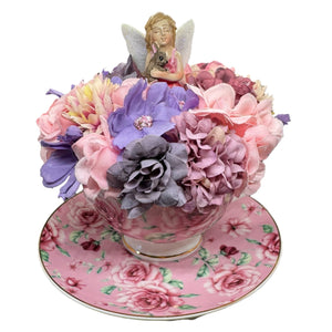 Tea Cup Fairy Flower arrangement, Ideal Mother's Day Gift, or Easter Arrangement Free Shipping