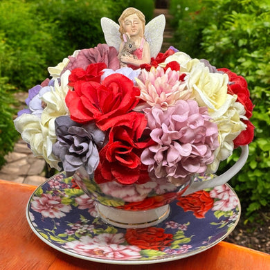 Tea Cup Fairy Flower arrangement, Ideal Mother's Day Gift, or Easter Arrangement Free Shipping
