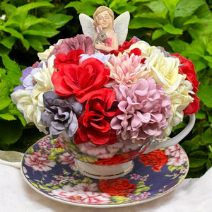 Tea Cup Fairy Flower arrangement, Ideal Mother's Day Gift, or Easter Arrangement Free Shipping