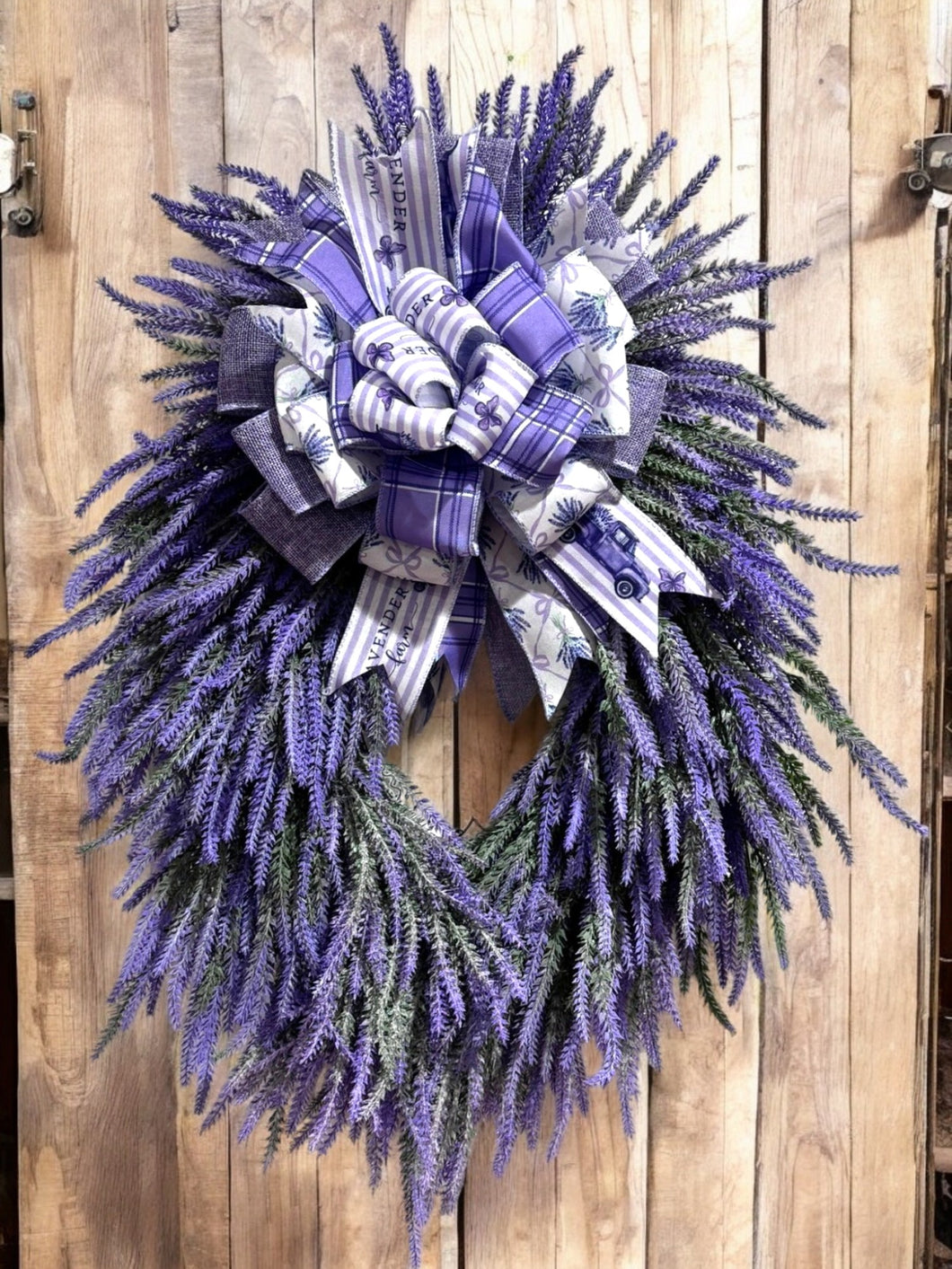 Country Lavender Front Door Wreath with Designer Bow (Free Shipping)