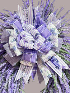 Country Lavender Front Door Wreath with Designer Bow (Free Shipping)