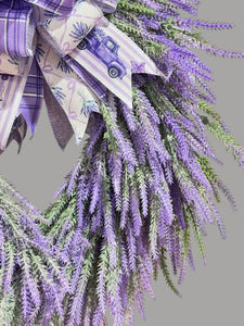 Country Lavender Front Door Wreath with Designer Bow (Free Shipping)