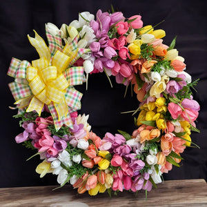 Spring Tulips Front Door Wreath & Mother's Day Gift  Dual Purpose Wreath 22 inch (Free Shipping)