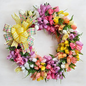 Spring Tulips Front Door Wreath & Mother's Day Gift  Dual Purpose Wreath 22 inch (Free Shipping)