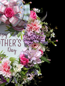 Mother's Day Front Door Floral Wreath 22 inch (Free Shipping)