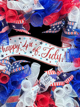 4th of July Front Door Wreath / Americana Patriotic  Welcome Wreath (Free Shipping)
