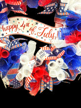 4th of July Front Door Wreath / Americana Patriotic  Welcome Wreath (Free Shipping)