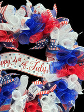 4th of July Front Door Wreath / Americana Patriotic  Welcome Wreath (Free Shipping)