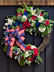 Patriotic Front Door Wreath / Americana/ 4th of July  Welcome Wreath (Free Shipping)