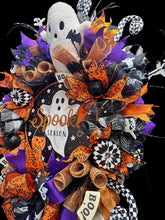 Halloween Ghost Wreath Halloween Swag Wreath Battery Timer Light Spooky Ghost