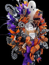 Halloween Ghost Wreath Halloween Swag Wreath Battery Timer Light Spooky Ghost