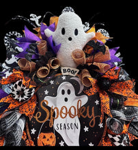 Halloween Ghost Wreath Halloween Swag Wreath Battery Timer Light Spooky Ghost