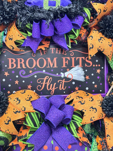 Halloween Witch & Broom Wreath  Handmade Witch's Butt Halloween Wreath