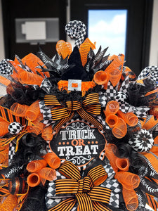 Halloween Witch Wreath Halloween  Handmade Orange & Black Witch's Butt Halloween Wreath (Free Shipping)