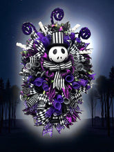 Halloween Jack Swag Wreath  ~ Halloween Front Door Wreath Purple & Black Scary Wreath (Free Shipping)