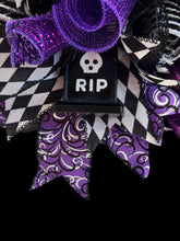 Halloween Jack Swag Wreath  ~ Halloween Front Door Wreath Purple & Black Scary Wreath (Free Shipping)