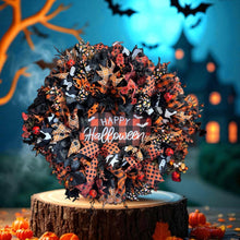 Halloween Wreath "Happy Halloween" Orange & Black Pip Berry Halloween Wreath (Free Shipping)