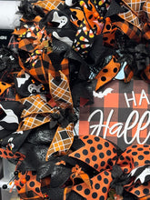 Halloween Wreath "Happy Halloween" Orange & Black Pip Berry Halloween Wreath (Free Shipping)