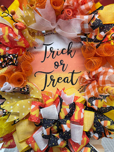 Halloween Wreath Candy Corn Trick or Treat Halloween Wreath (Free Shipping)