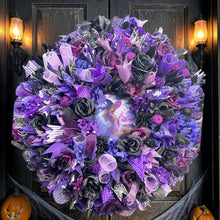 Large Purple Halloween Witch Wreath | Black Roses & Purple Hydrangeas | Gothic Halloween Door Decor | Witchy Front Door Wreath