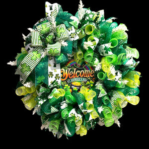 St Patrick's Day Front Door Wreath Green Shamrocks and More