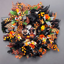 Halloween Witch's Wreath Halloween Good Witches  Handmade Orange & Black Halloween Wreath (Free Shipping)