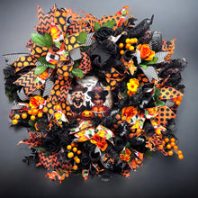Halloween Witch's Wreath Halloween Good Witches  Handmade Orange & Black Halloween Wreath (Free Shipping)
