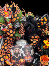 Halloween Witch's Wreath Halloween Good Witches  Handmade Orange & Black Halloween Wreath (Free Shipping)