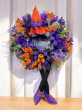 Halloween Witch Wreath Halloween Front Door Wreath  Battery Timer Light  (Free Shipping)
