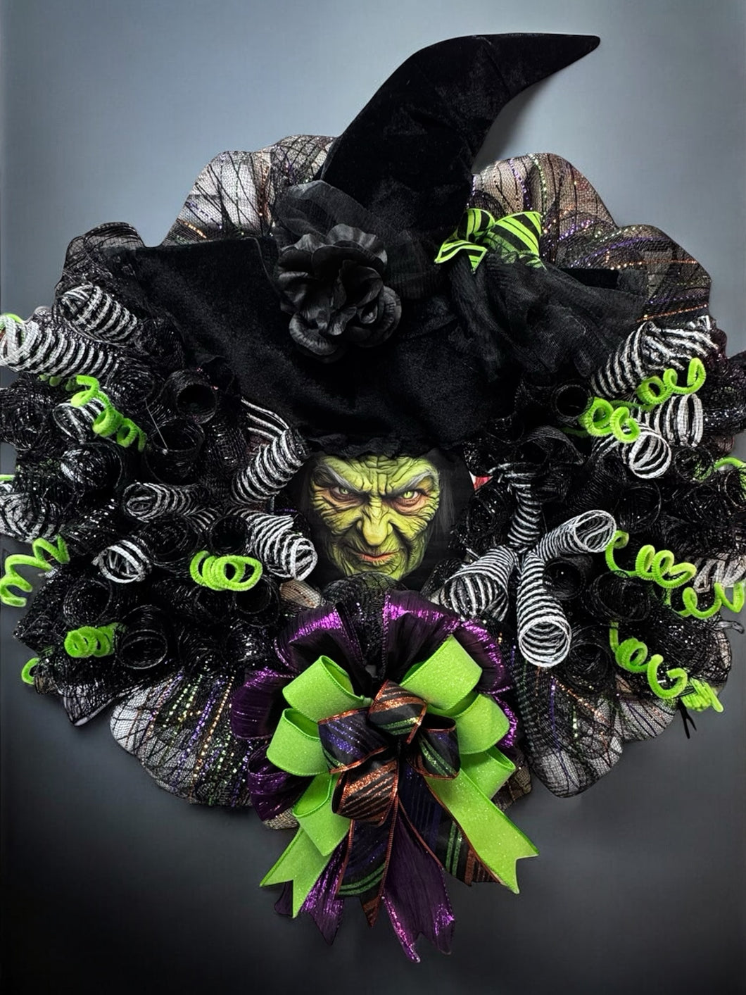 Halloween Witch Wreath Halloween Front Door Wreath  Witch's Face Wreath (Free Shipping)