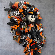 Halloween Jack Swag Wreath  ~ Halloween Front Door Wreath Orange & Black Scary Wreath (Free Shipping)