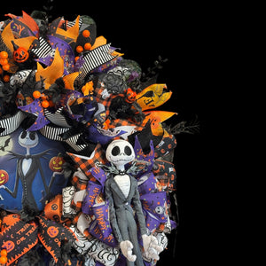 Halloween Jack  Wreath  ~ Halloween Front Door Wreath Jack Skellington Wreath (Free Shipping)
