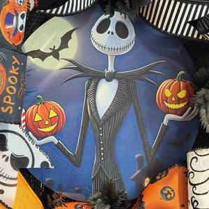 Halloween Jack  Wreath  ~ Halloween Front Door Wreath Jack Skellington Wreath (Free Shipping)